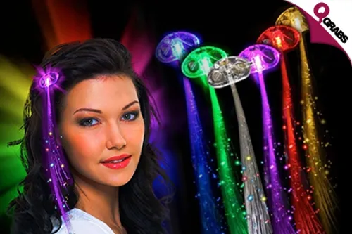 From QR29, Add Some Hair Flair with Pairs of Fiber Optic LED Strands to Clip in Your Hair! (Up to QR98 Value)